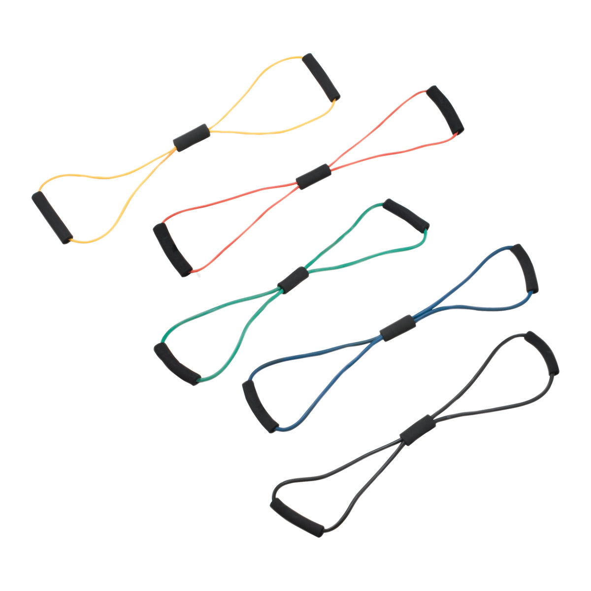 CanDo Tubing BowTie Exerciser - 30" - 5-piece set (1 each: yellow, red, green, blue, black)