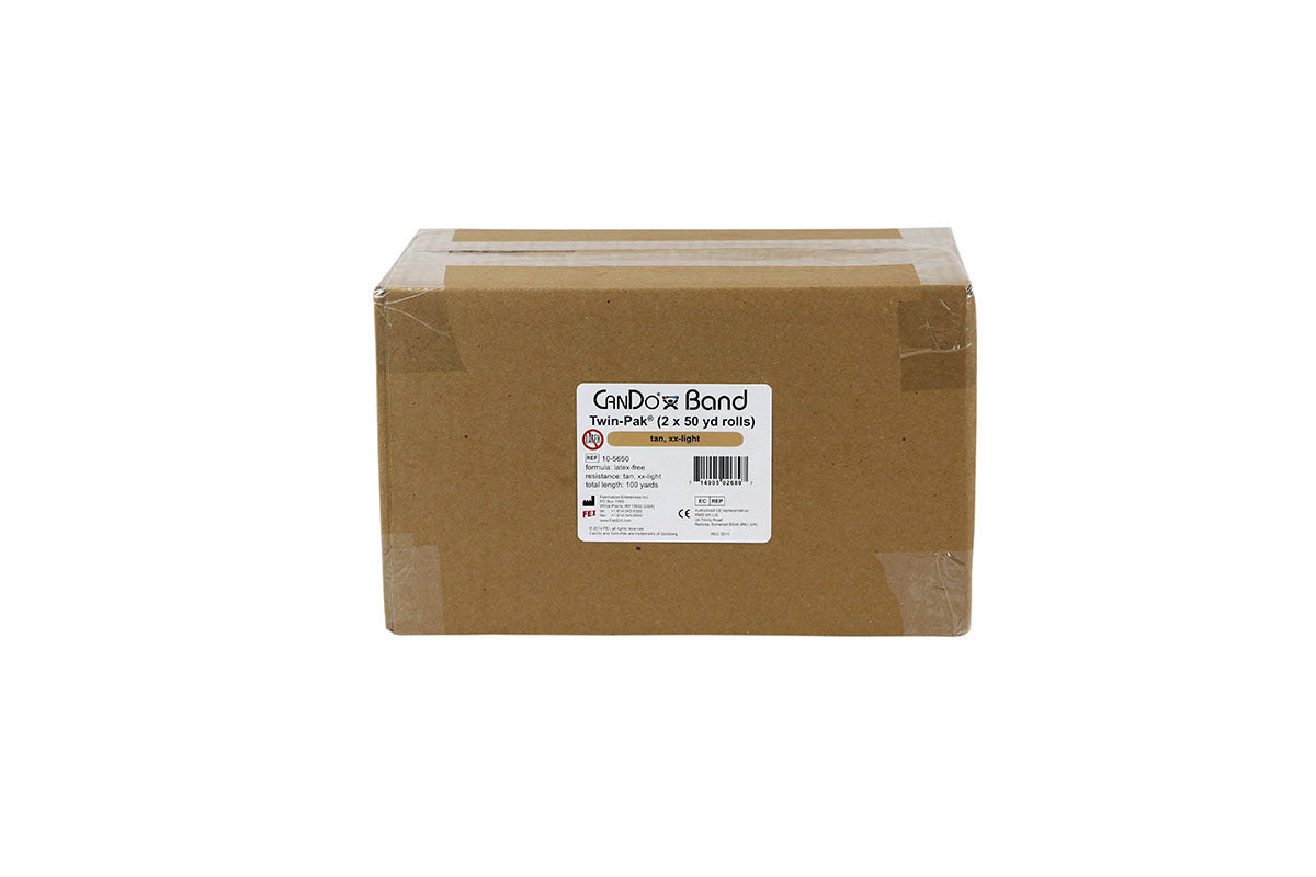 CanDo Latex Free Exercise Band - 100 yard (2 x 50 yard rolls) - Tan - xx-light