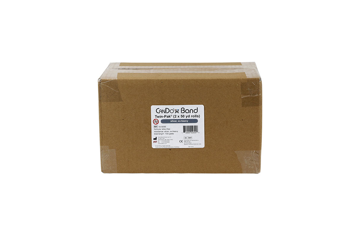 CanDo Latex Free Exercise Band - 100 yard (2 x 50 yard rolls) - Silver - xx-heavy
