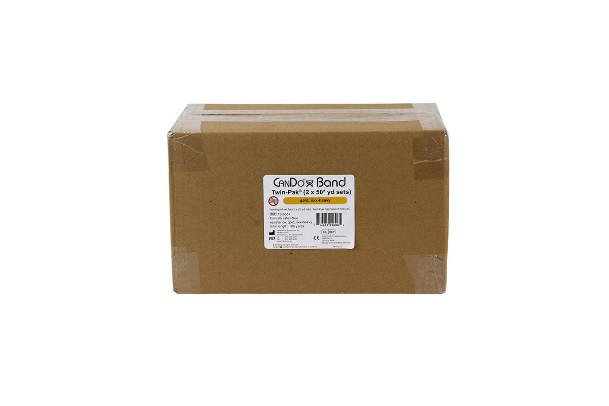 CanDo Latex Free Exercise Band - 100 yard (4 x 25 yard rolls) - Gold- xxx-heavy
