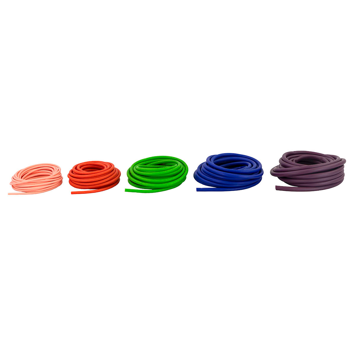 REP Tubing Latex Free Exercise Tubing, 25', Set of 5 (Peach through Plum)