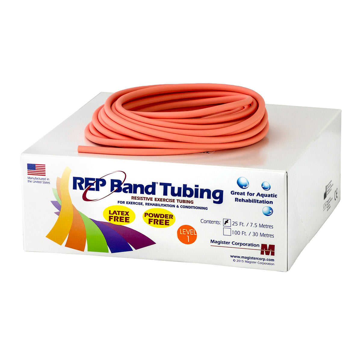 REP Tubing Latex Free Exercise Tubing, 25', Peach (Level 1)