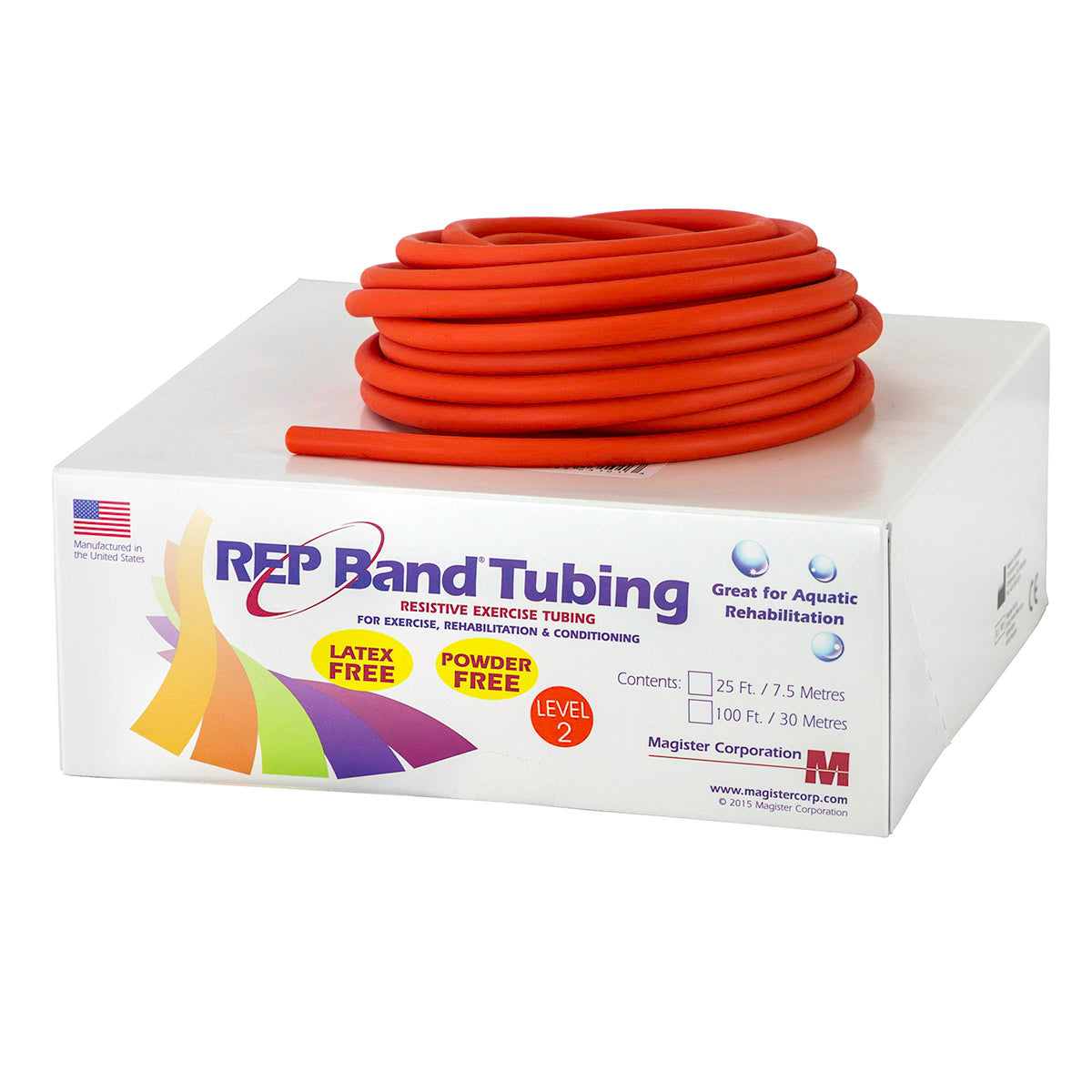 REP Tubing Latex Free Exercise Tubing, 25', Orange (Level 2)
