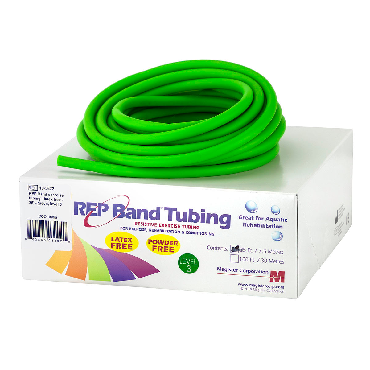 REP Tubing Latex Free Exercise Tubing, 25', Green (Level 3)