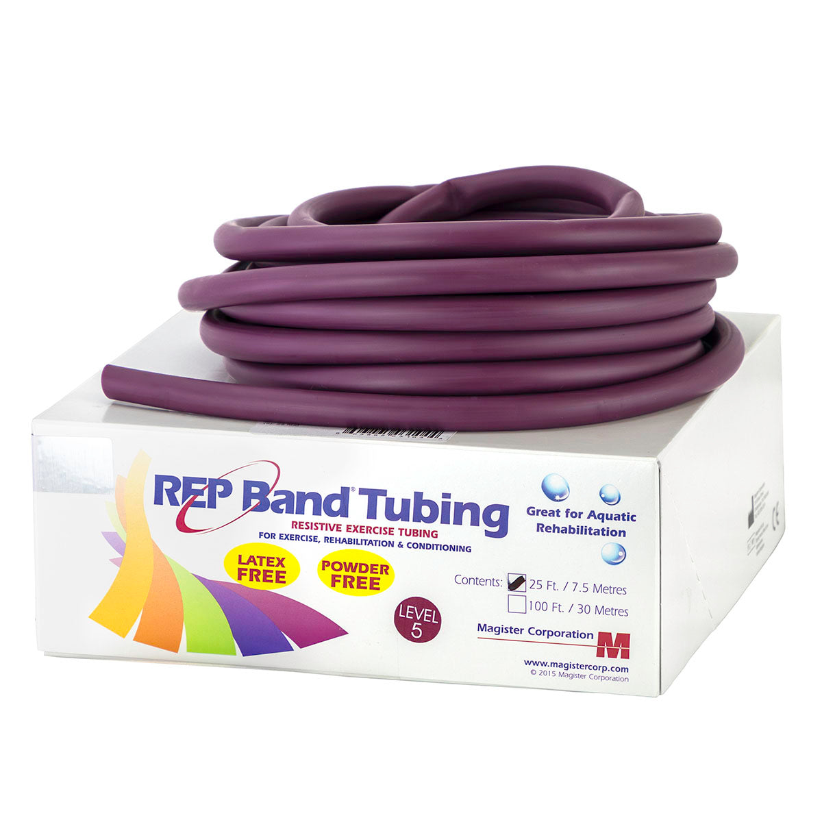 REP Tubing Latex Free Exercise Tubing, 25', Plum (Level 5)
