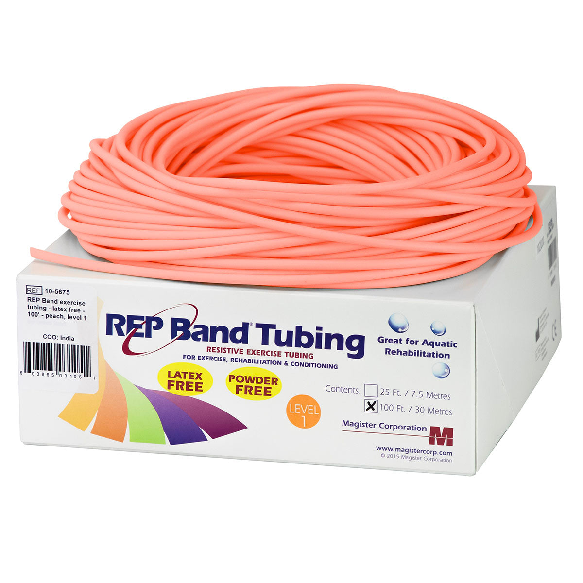 REP Tubing Latex Free Exercise Tubing, 100', Peach (Level 1)