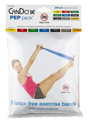 CanDo Latex-Free Exercise Band - PEP Pack - Difficult (Black, Silver, Gold)