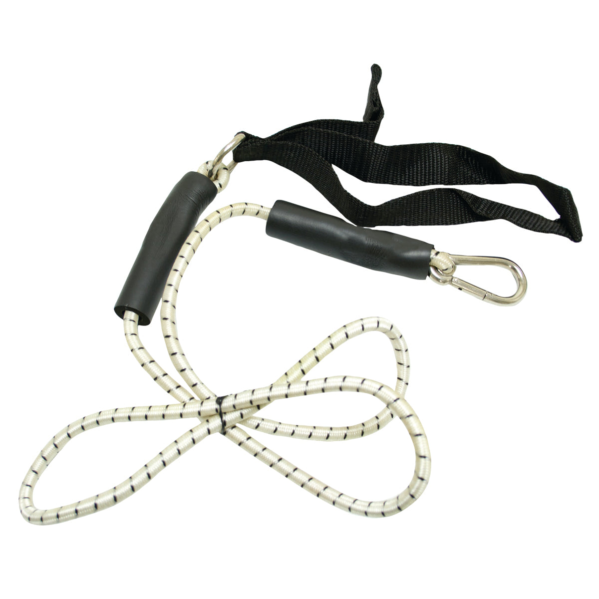 CanDo exercise bungee cord with attachments, 4', Black - x-heavy