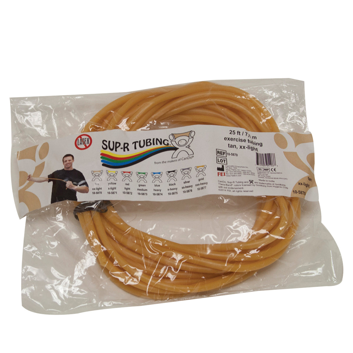 Sup-R Tubing - Latex Free Exercise Tubing - 25' roll - Tan - xx-light
