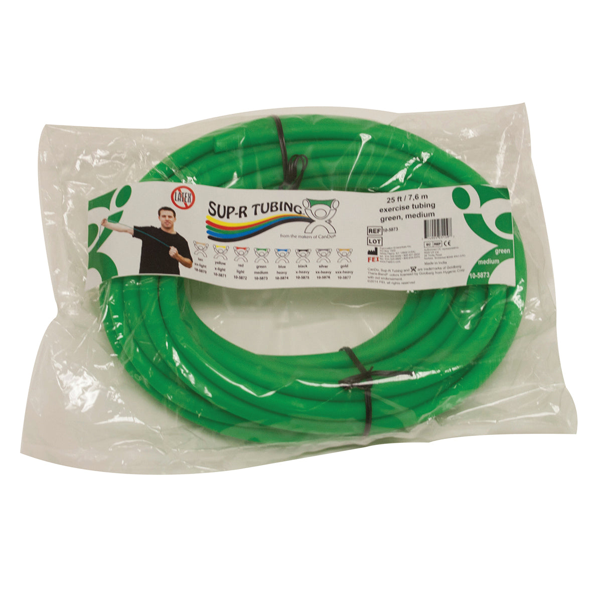 Sup-R Tubing - Latex Free Exercise Tubing - 25' roll - Green - medium