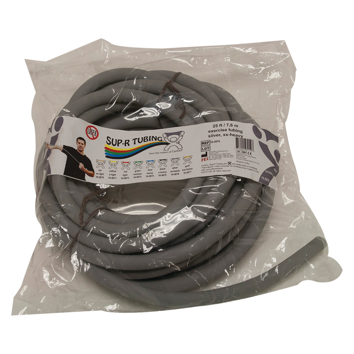 Sup-R Tubing - Latex Free Exercise Tubing - 25' roll - Silver - xx-heavy