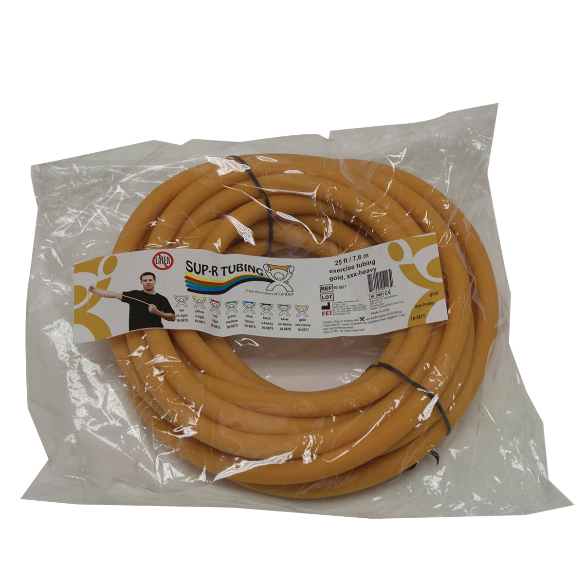 Sup-R Tubing - Latex Free Exercise Tubing - 25' roll - Gold - xxx-heavy