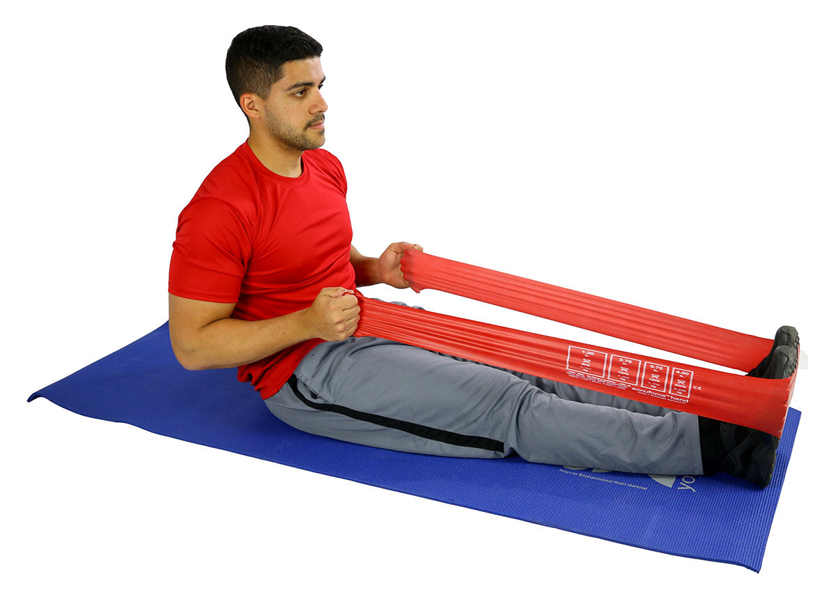 CanDo AccuForce 50 yard exercise band set (1 ea: yellow through black) w/rack