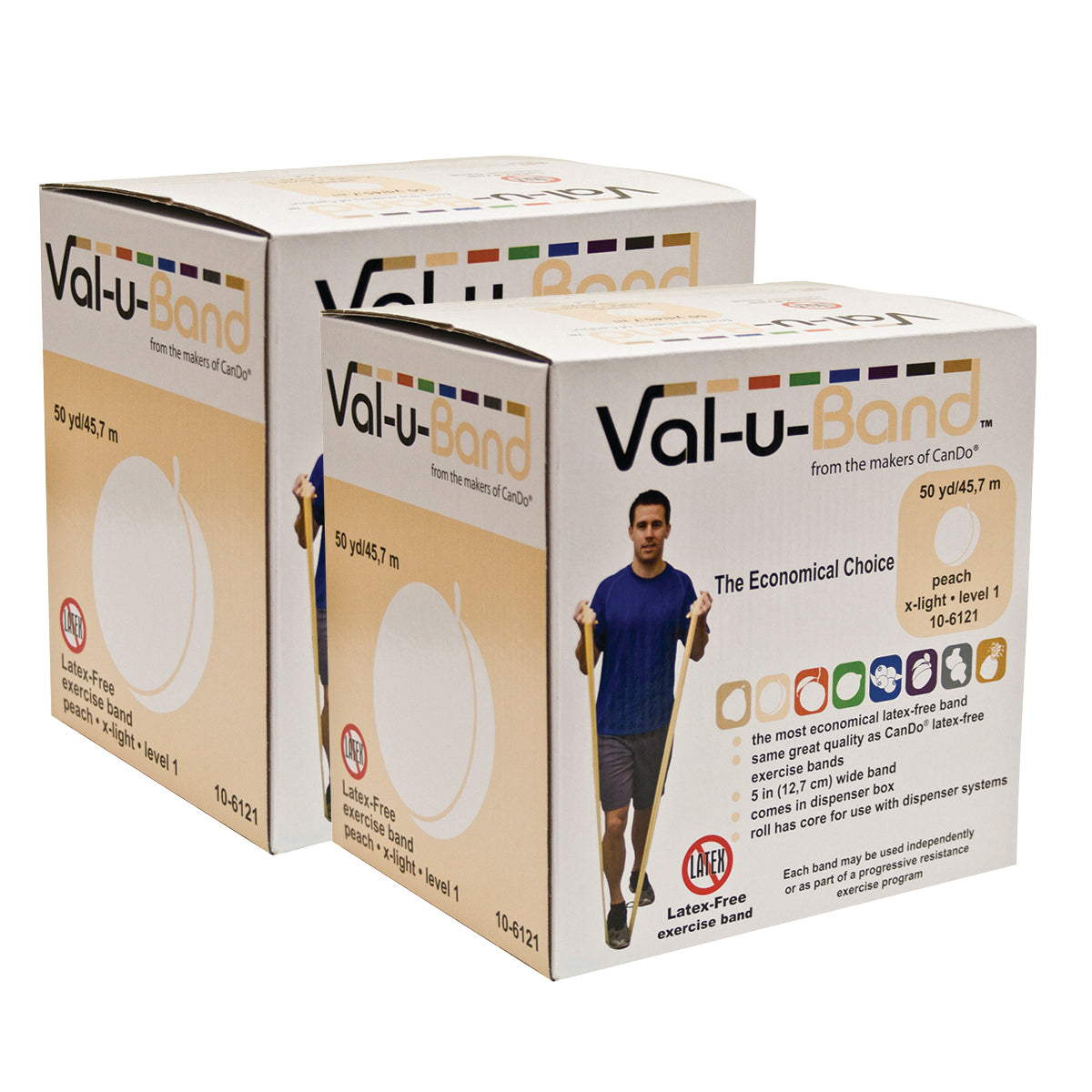 Val-u-Band Resistance Bands, Dispenser Roll, 100 Yds. (2 x 50 Yds.), Peach-Level 1/7, Latex-Free