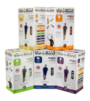 Val-u-Band Resistance Bands, Pre-Cut Strip, 5', 5 Cases of 30 Units Each, Peach, Orange, Lime, Blueberry, Plum, Latex-Free