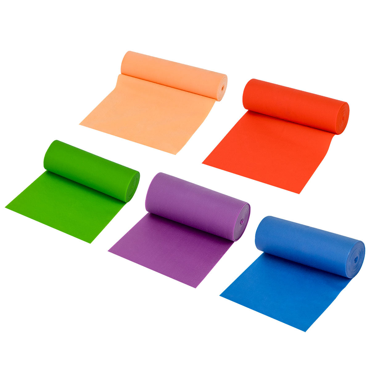 Val-u-Band Resistance Bands, Dispenser Roll, 6 Yds., 5-Piece Set, Peach, Orange, Lime, Blueberry, Plum, Contains Latex