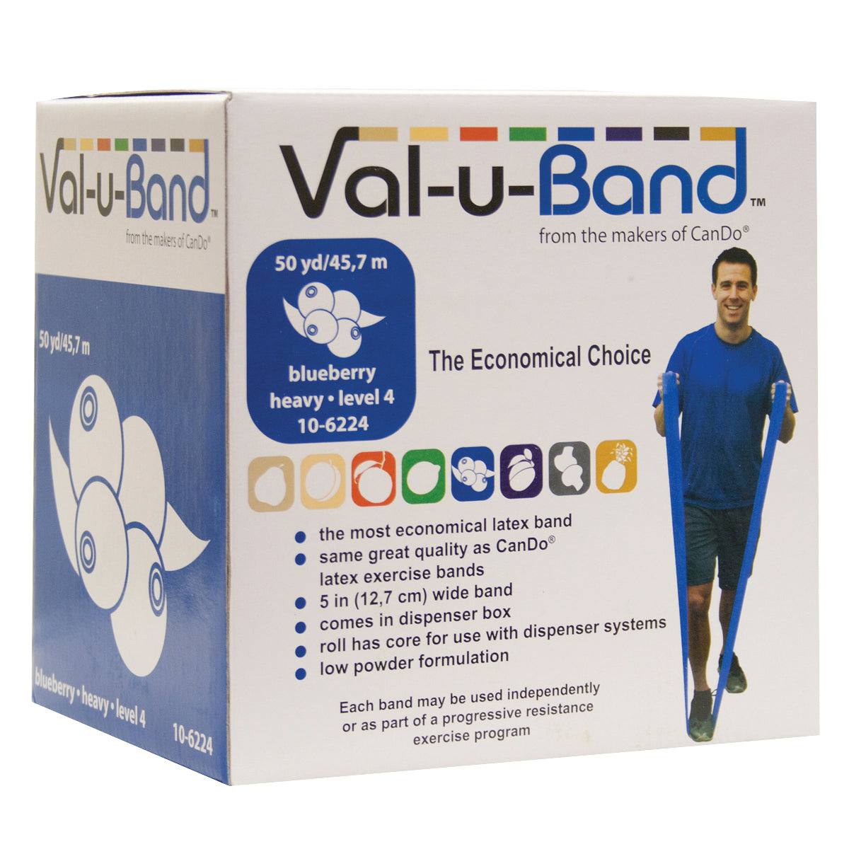 Val-u-Band Resistance Bands, Dispenser Roll, 50 Yds., Blueberry-Level 4/7, Contains Latex
