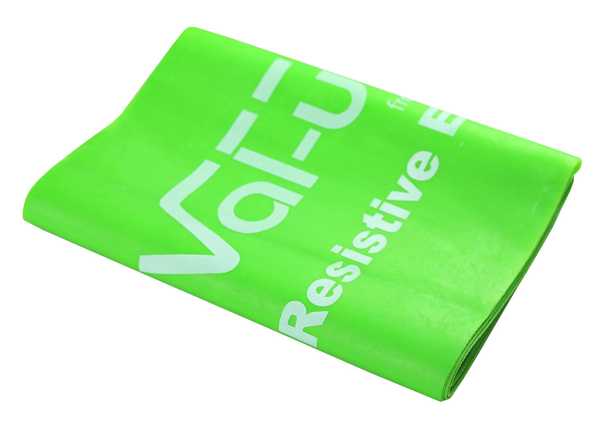 Val-u-Band Resistance Bands, Pre-Cut Strip, 5', Lime-Level 3/7, Contains Latex