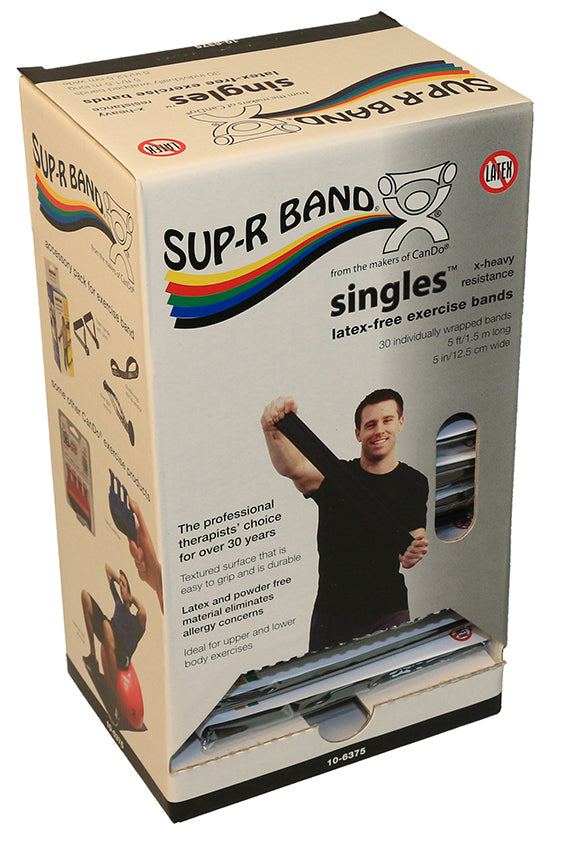 Sup-R band, latex-free, 5-foot Singles, 30 piece dispenser, black