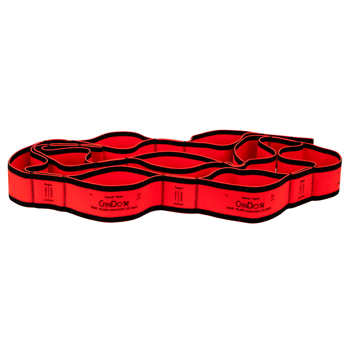 CanDo Multi-Grip Exerciser Plus, 6 Foot Exerciser, 9 Loops, Red (Light), Case of 24