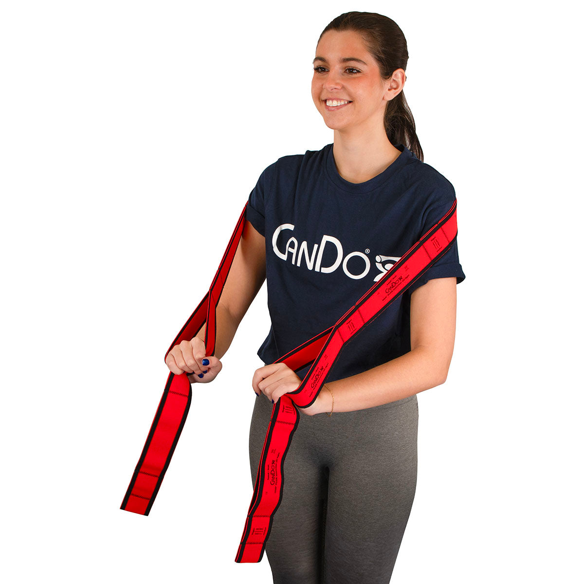 CanDo Multi-Grip Exerciser Plus, 6 Foot Exerciser, 9 Loops, Red (Light)