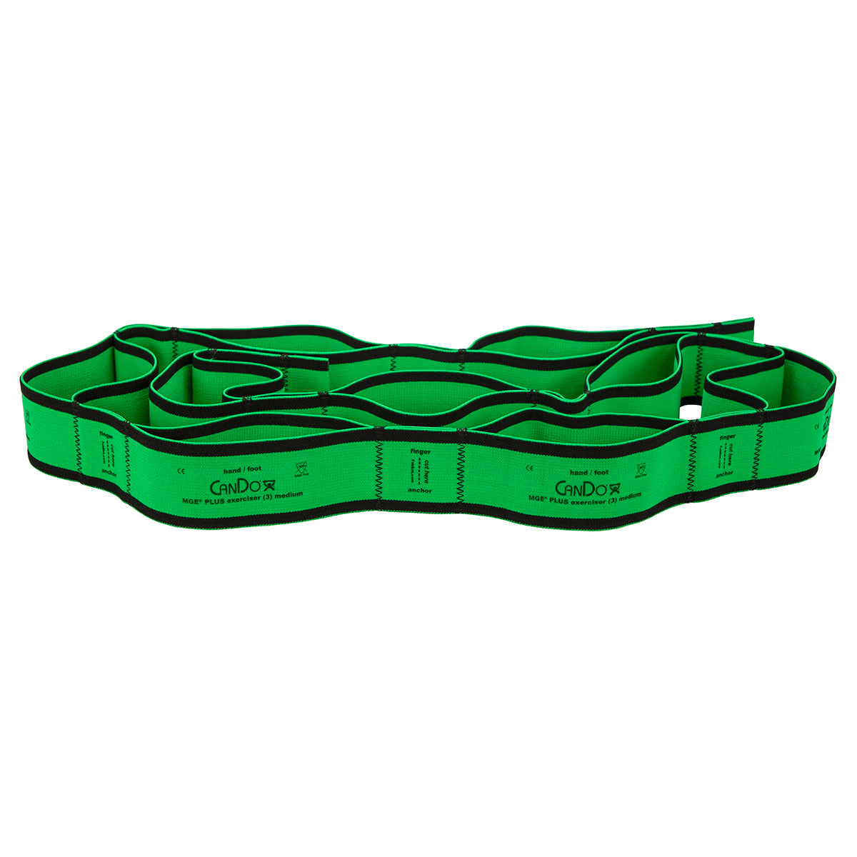 CanDo Multi-Grip Exerciser Plus, 6 Foot Exerciser, 9 Loops, Green (Medium), Case of 24