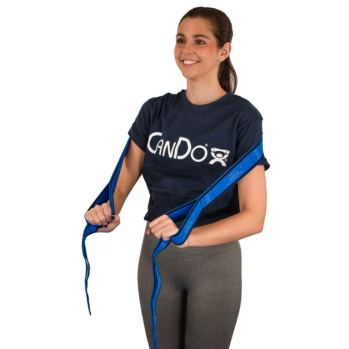 CanDo Multi-Grip Exerciser Plus, 6 Foot Exerciser, 9 Loops, Blue (Heavy)