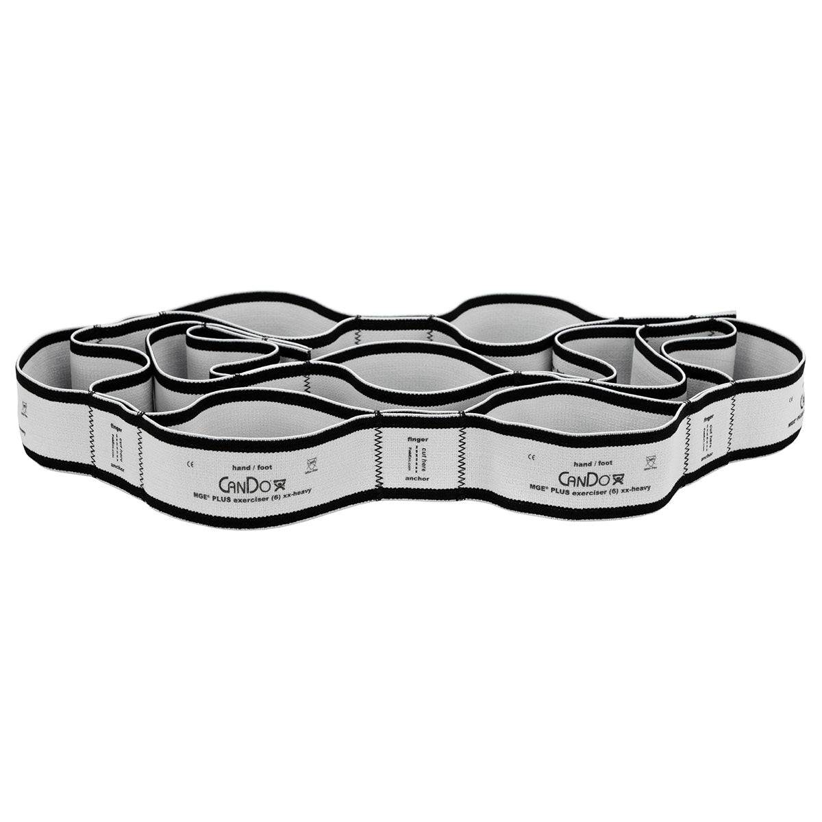 CanDo Multi-Grip Exerciser Plus, 6 Foot Exerciser, 9 Loops, Silver (XX-Heavy), Case of 24