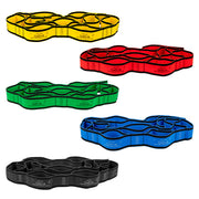 CanDo Multi-Grip Exerciser Plus, 6 Foot Exerciser, 9 Loops, Set of 5 (1 ea: Yellow - Black)