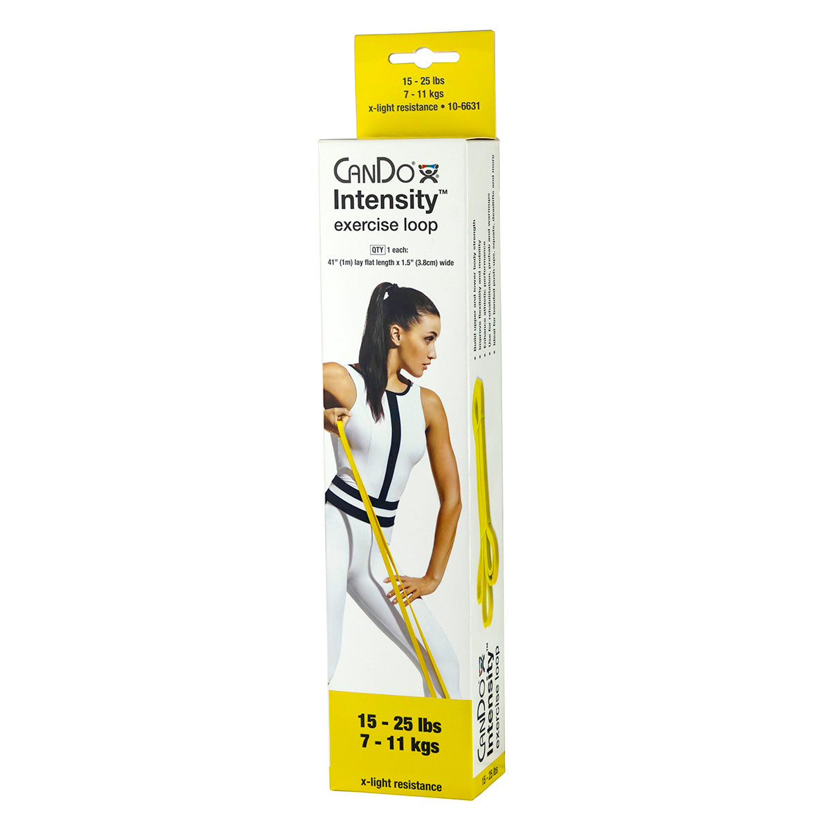 CanDo Intensity Loop, 40" Exerciser, X-Light, Yellow, 15 - 25 lb
