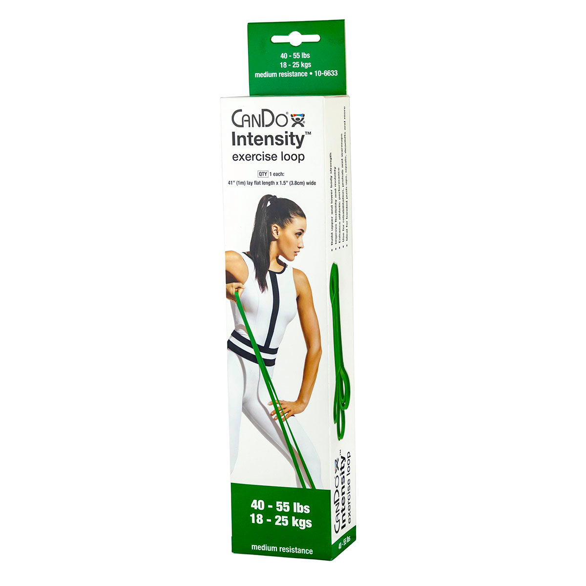 CanDo Intensity Loop, 40" Exerciser, Medium, Green, 40 - 55 lb