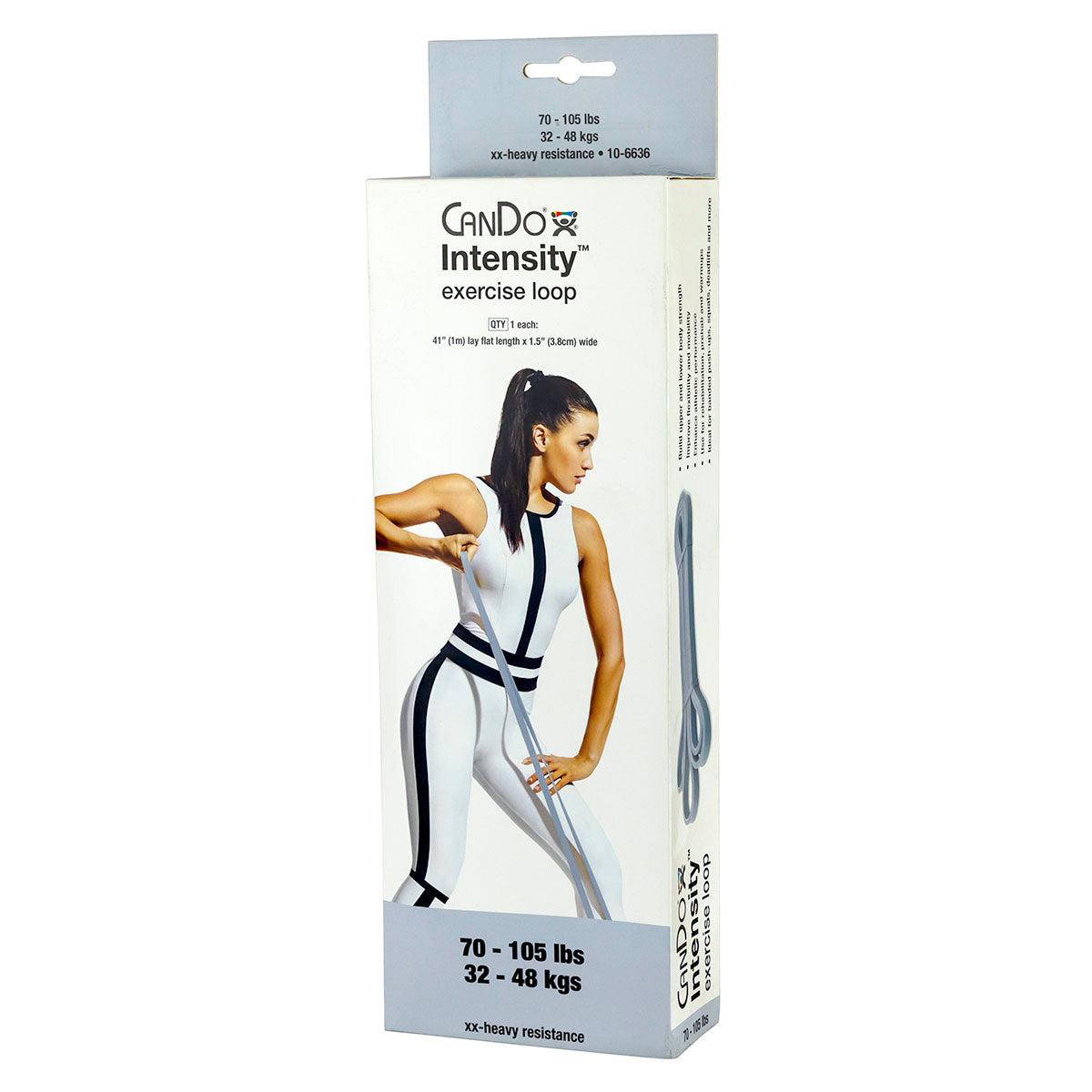CanDo Intensity Loop, 40" Exerciser, XX-Heavy, Silver, 70 - 105 lb