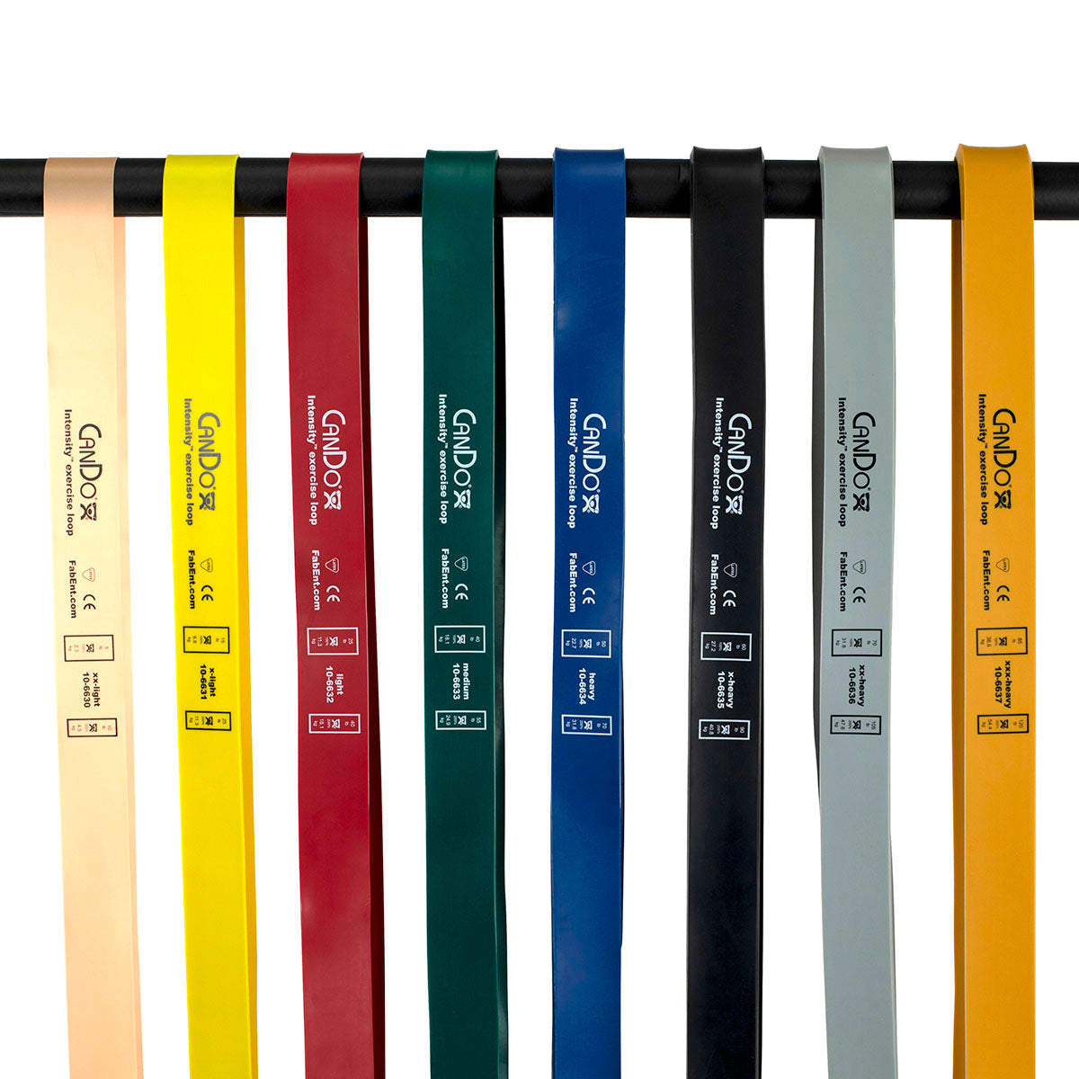 CanDo Intensity Loop, Set of 8: Tan (XX-Light) through Gold (XXX-Heavy)