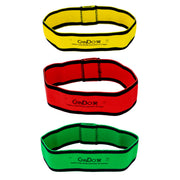 CanDo Fabric Loop Plus, 8" Long Single Loop Set of 3, Yellow, Red, Green
