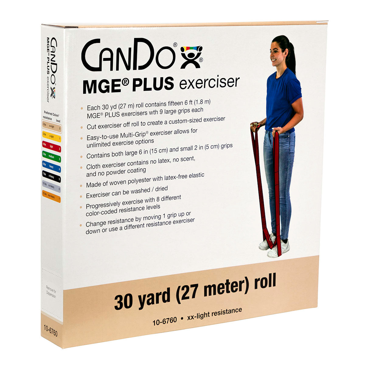 CanDo Multi-Grip Exerciser Plus, 30 Yard Roll, Tan (XX-Light)