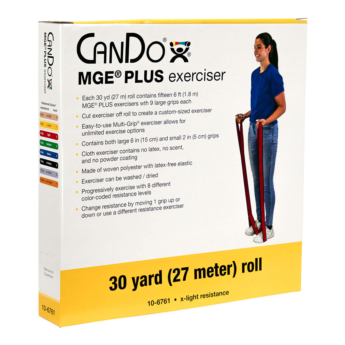 CanDo Multi-Grip Exerciser Plus, 30 Yard Roll, Yellow (X-Light)