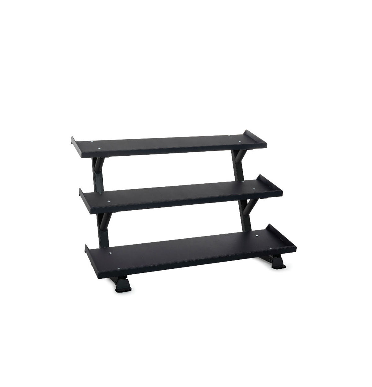 Inflight Fitness, 69" 3-Tier Dumbbell Rack, Tray Style, 15 Pair Rubber Hexagon Dumbbell Set
