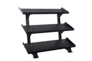 Inflight Fitness, 54" 3-Tier Dumbbell Rack, Tray Style, 10 Pair Rubber Hexagon Dumbbell Set