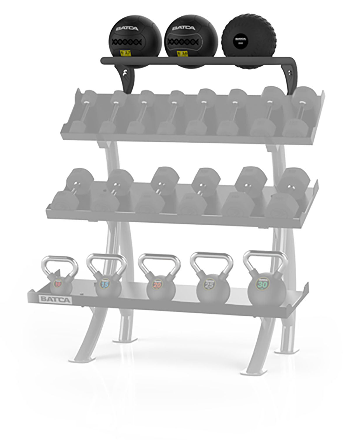 Batca Fitness Systems, Optional Ball Rack for 3 Tier 4' Dumbbell Rack