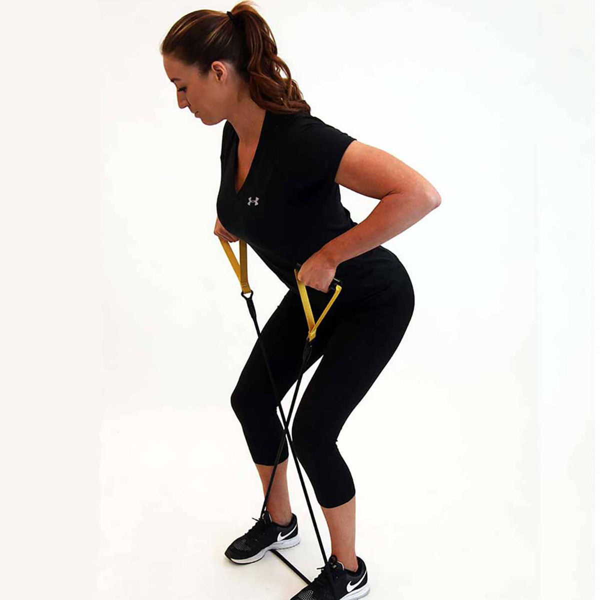 StrechCordz Basic Exerciser with Handles, 4-foot resistance tube, Yellow (Light-Medium Resistance 5-14 lbs)
