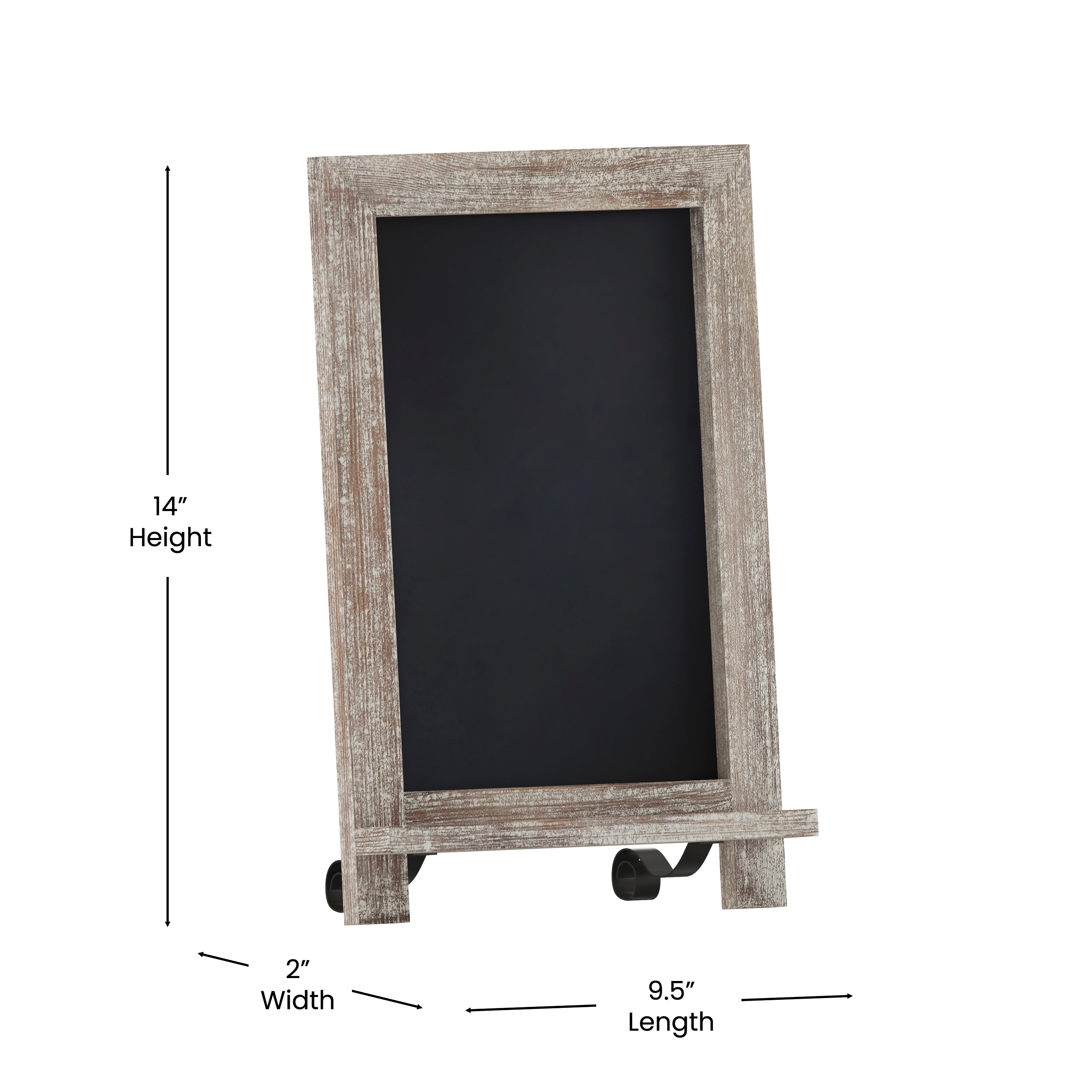 Canterbury 9.5" x 14" Weathered Tabletop Magnetic Chalkboards with Metal Scrolled Legs, Hanging Wall Chalkboards, Countertop Memo Boards, Set of 10
