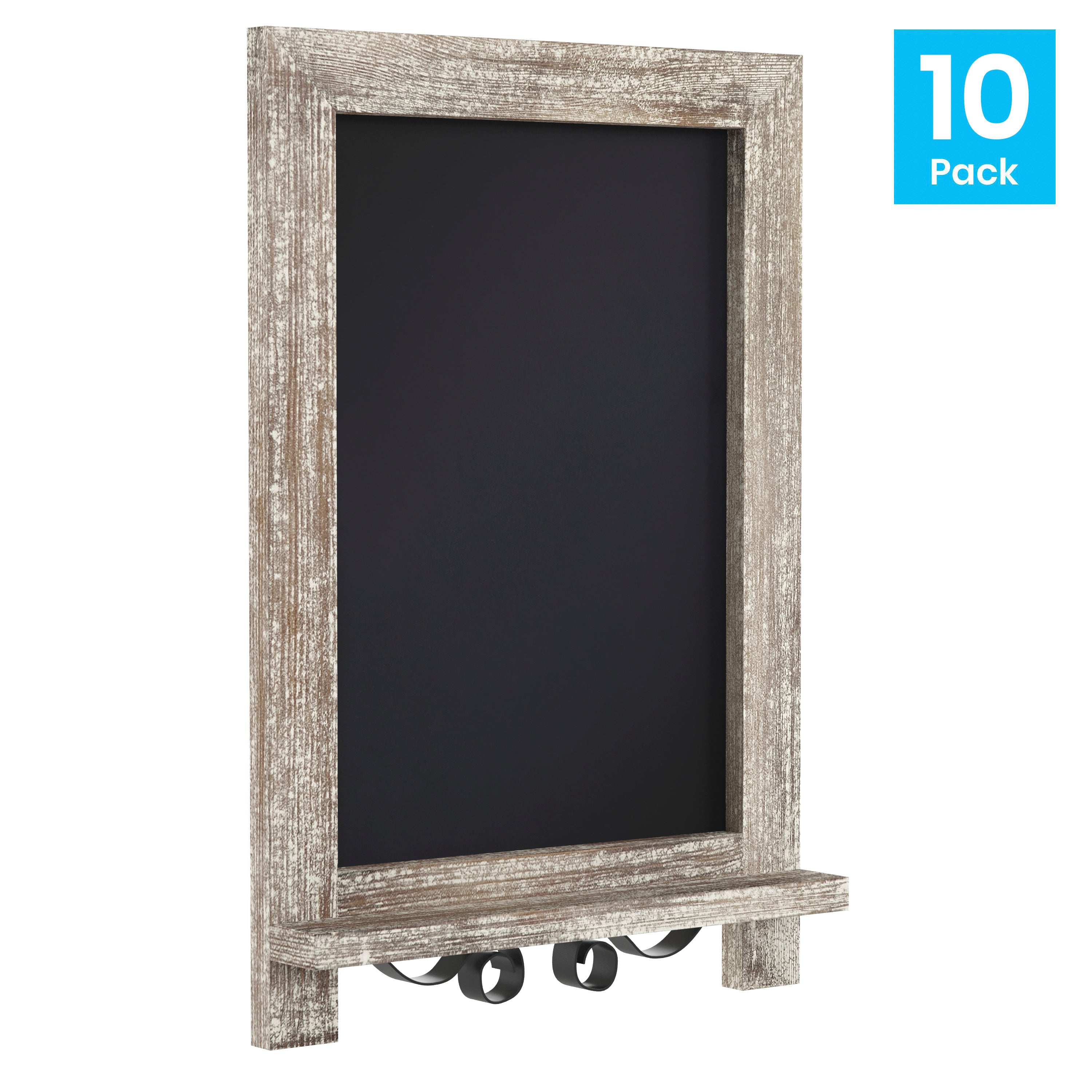 Canterbury 9.5" x 14" Weathered Tabletop Magnetic Chalkboards with Metal Scrolled Legs, Hanging Wall Chalkboards, Countertop Memo Boards, Set of 10