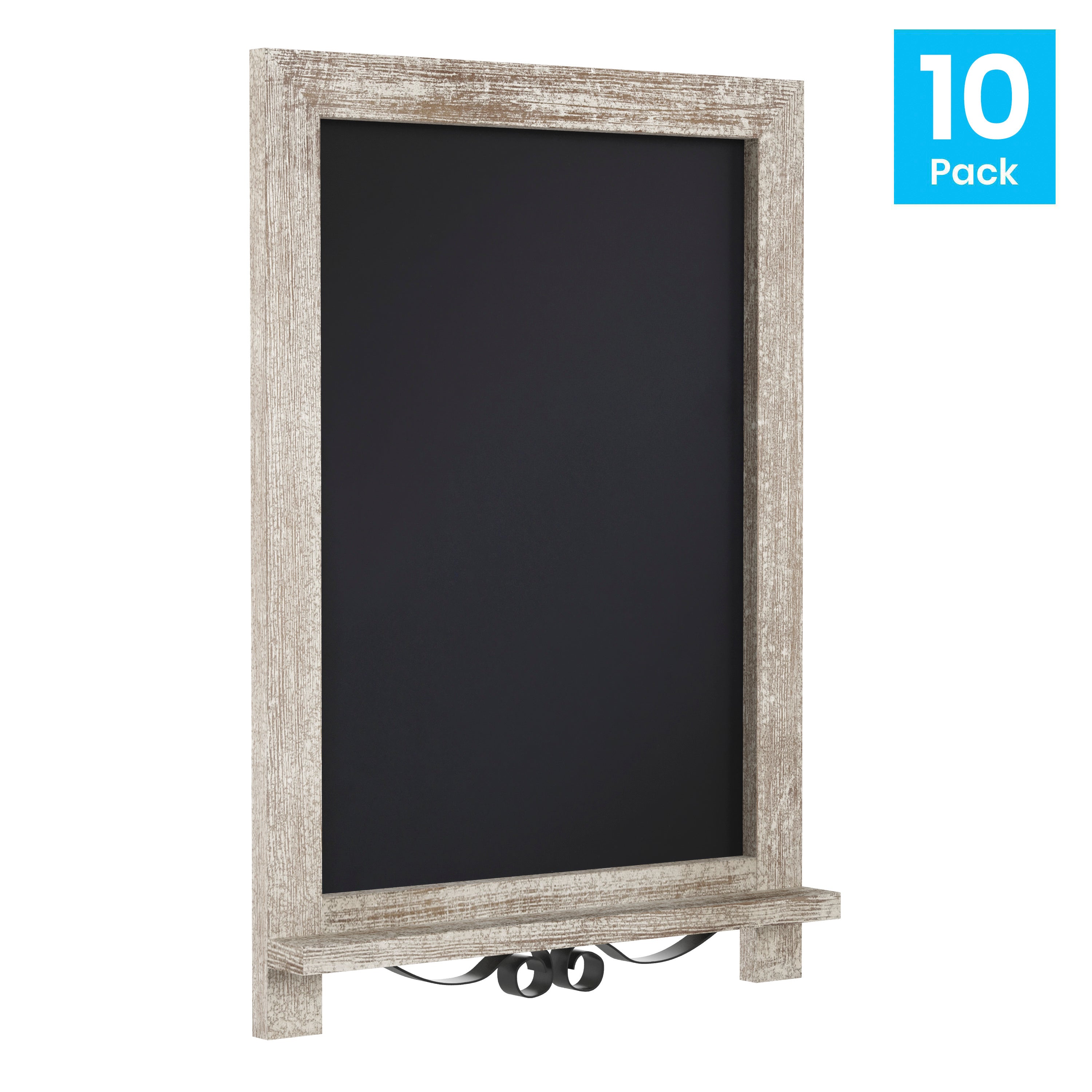 Canterbury 12" x 17" Weathered Tabletop Magnetic Chalkboards with Metal Scrolled Legs, Hanging Wall Chalkboards, Countertop Memo Boards, Set of 10