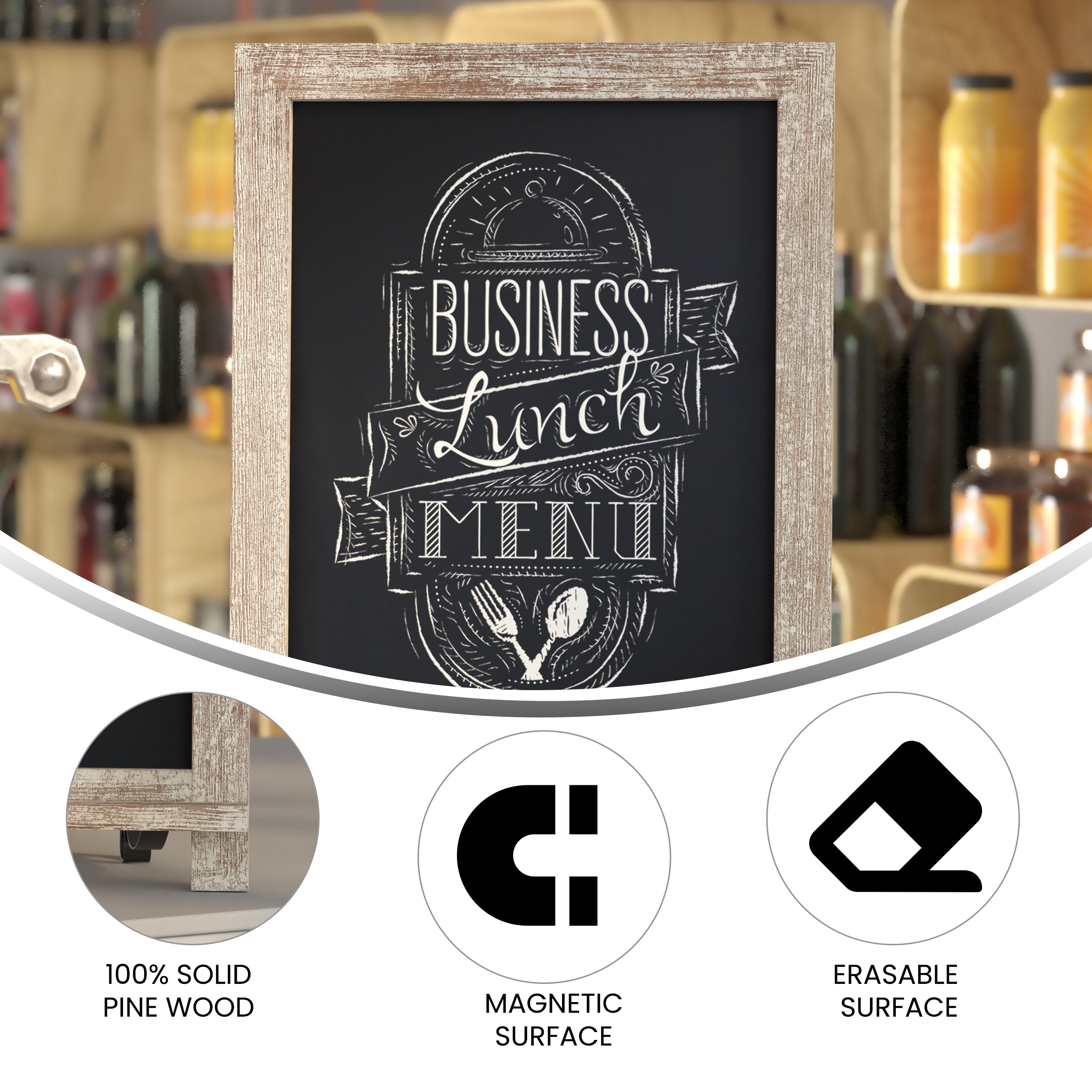 Canterbury 12" x 17" Weathered Tabletop Magnetic Chalkboards with Metal Scrolled Legs, Hanging Wall Chalkboards, Countertop Memo Boards, Set of 10