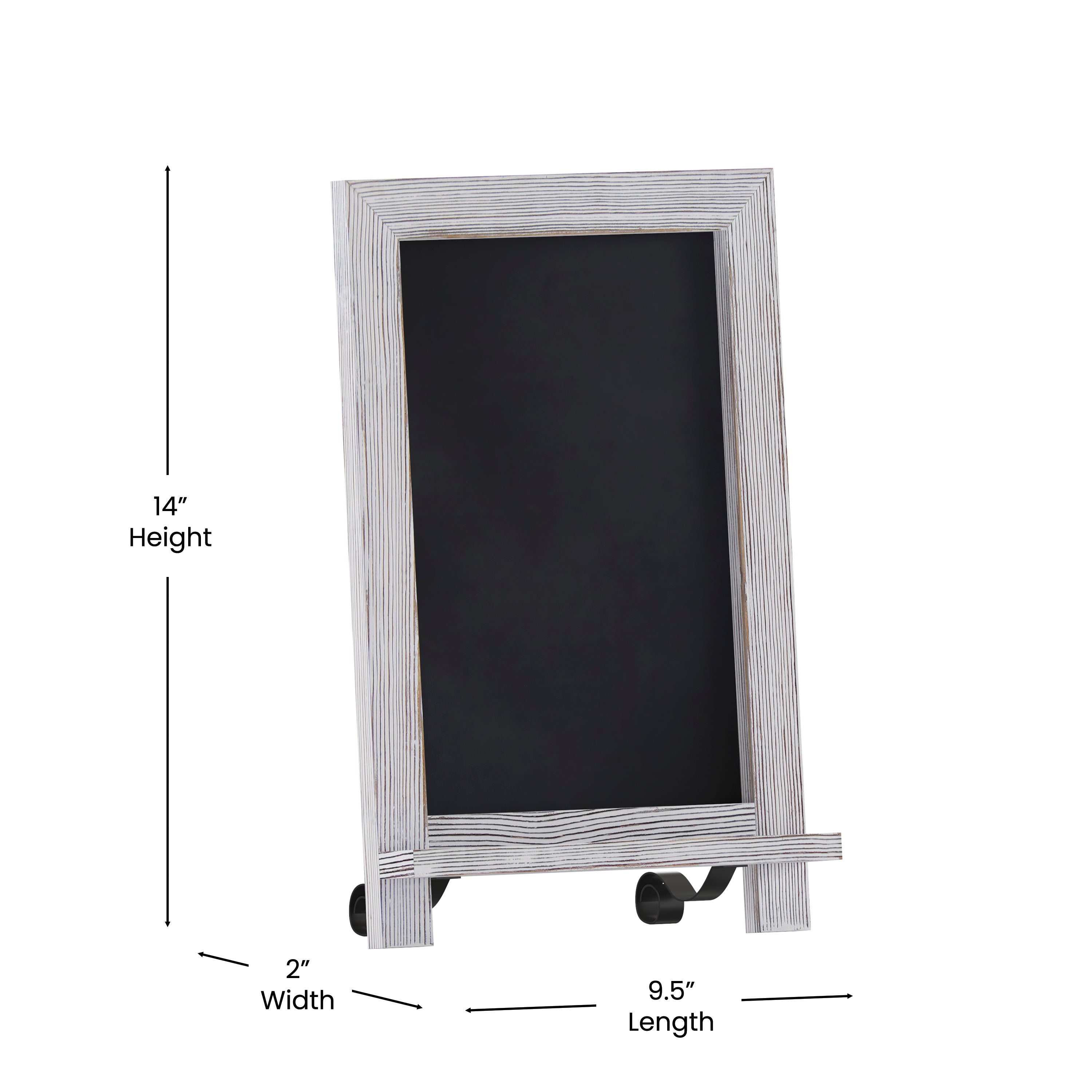 Canterbury 9.5" x 14" Whitewashed Tabletop Magnetic Chalkboards with Metal Scrolled Legs, Hanging Wall Chalkboards, Countertop Memo Boards, Set of 10