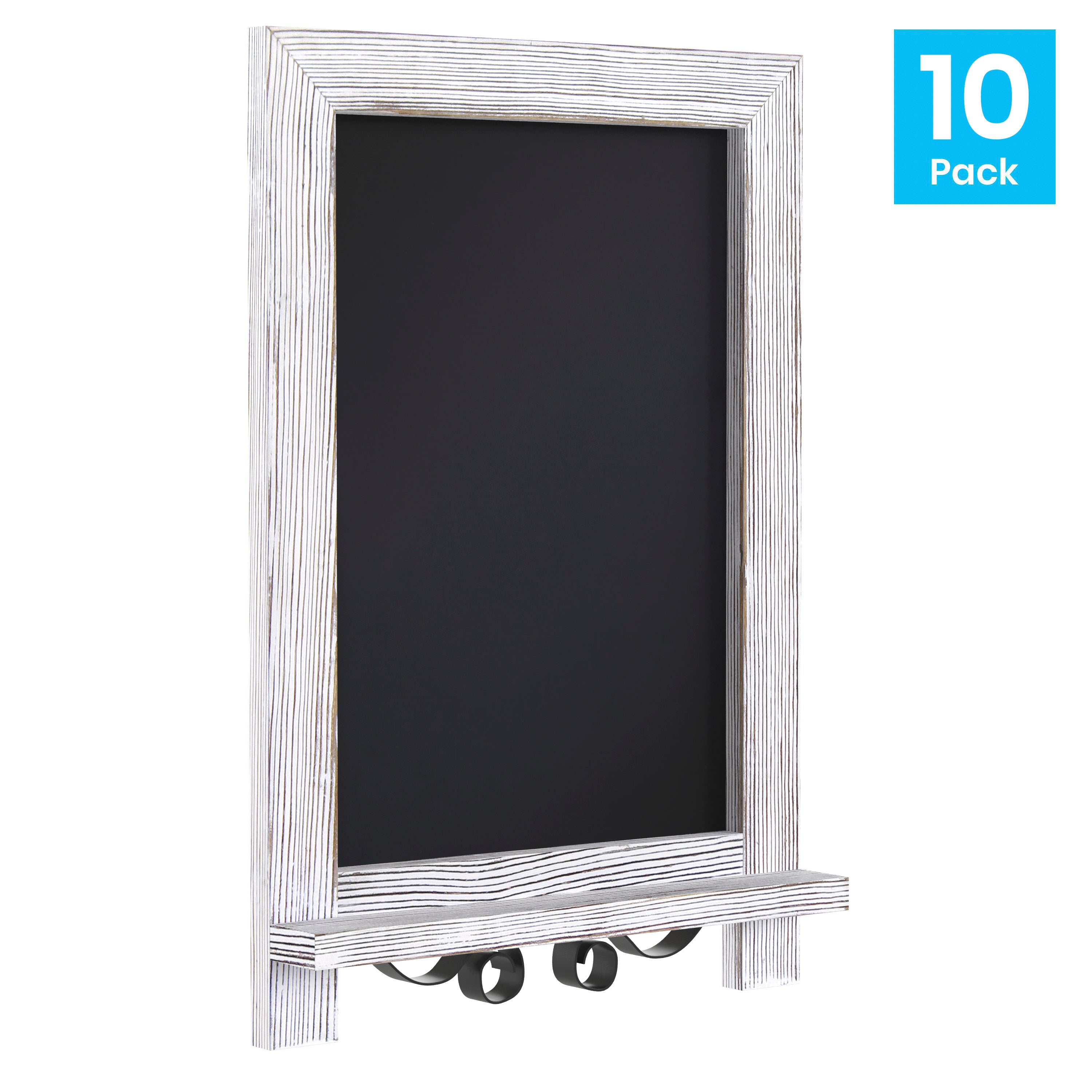 Canterbury 9.5" x 14" Whitewashed Tabletop Magnetic Chalkboards with Metal Scrolled Legs, Hanging Wall Chalkboards, Countertop Memo Boards, Set of 10