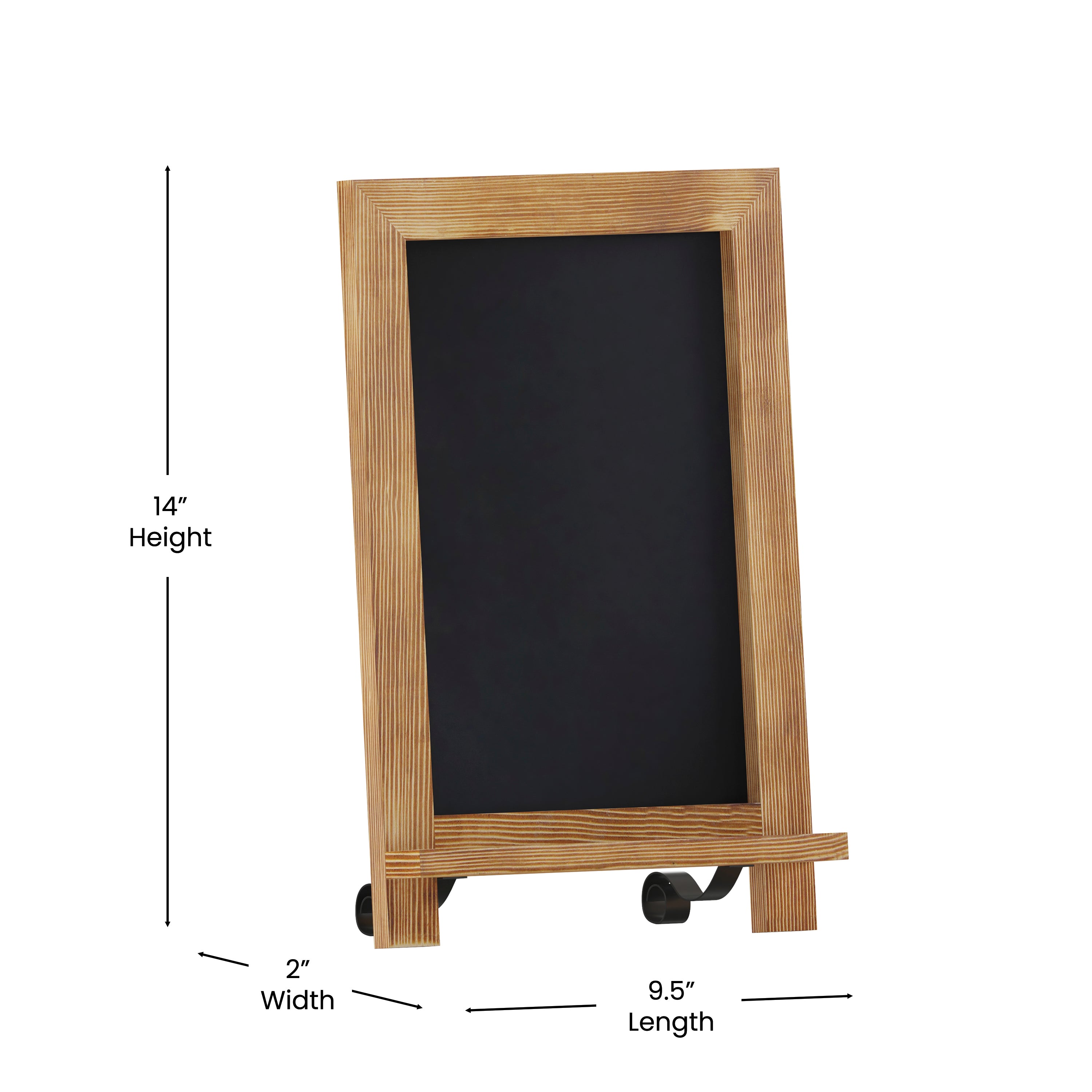Canterbury 9.5" x 14" Torched Wood Tabletop Magnetic Chalkboards with Metal Scrolled Legs, Hanging Wall Chalkboards, Countertop Memo Boards, Set of 10