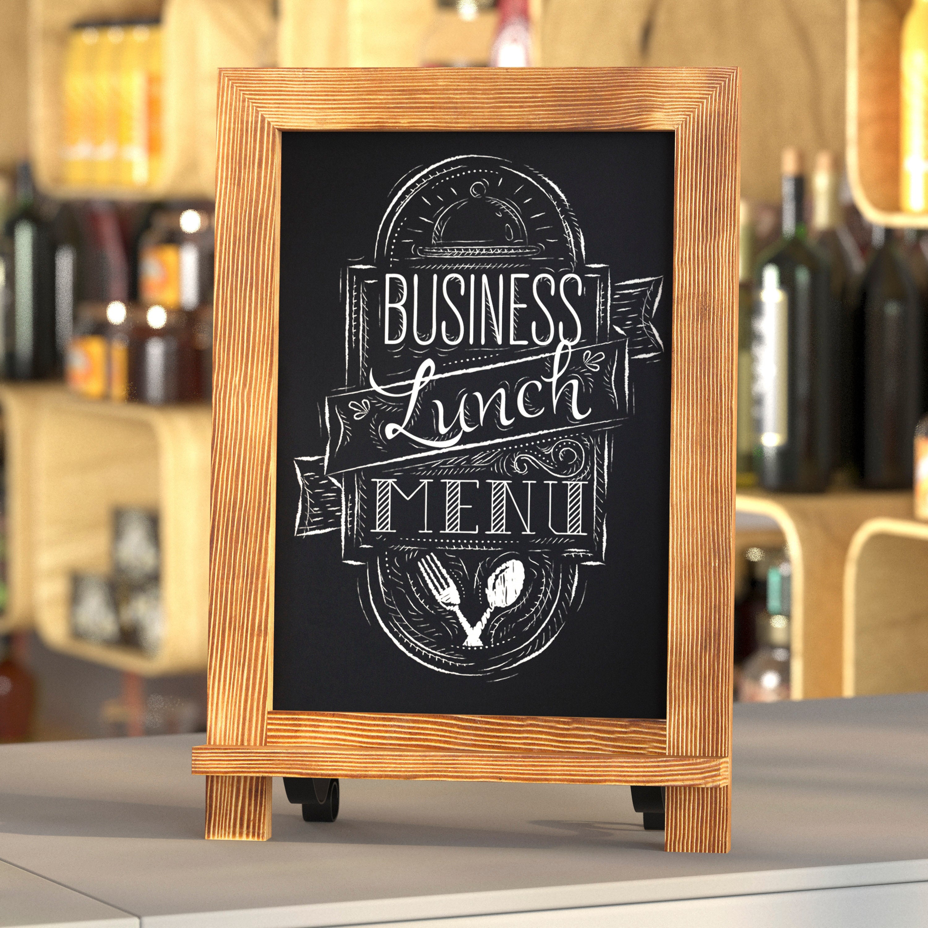 Canterbury 9.5" x 14" Torched Wood Tabletop Magnetic Chalkboards with Metal Scrolled Legs, Hanging Wall Chalkboards, Countertop Memo Boards, Set of 10