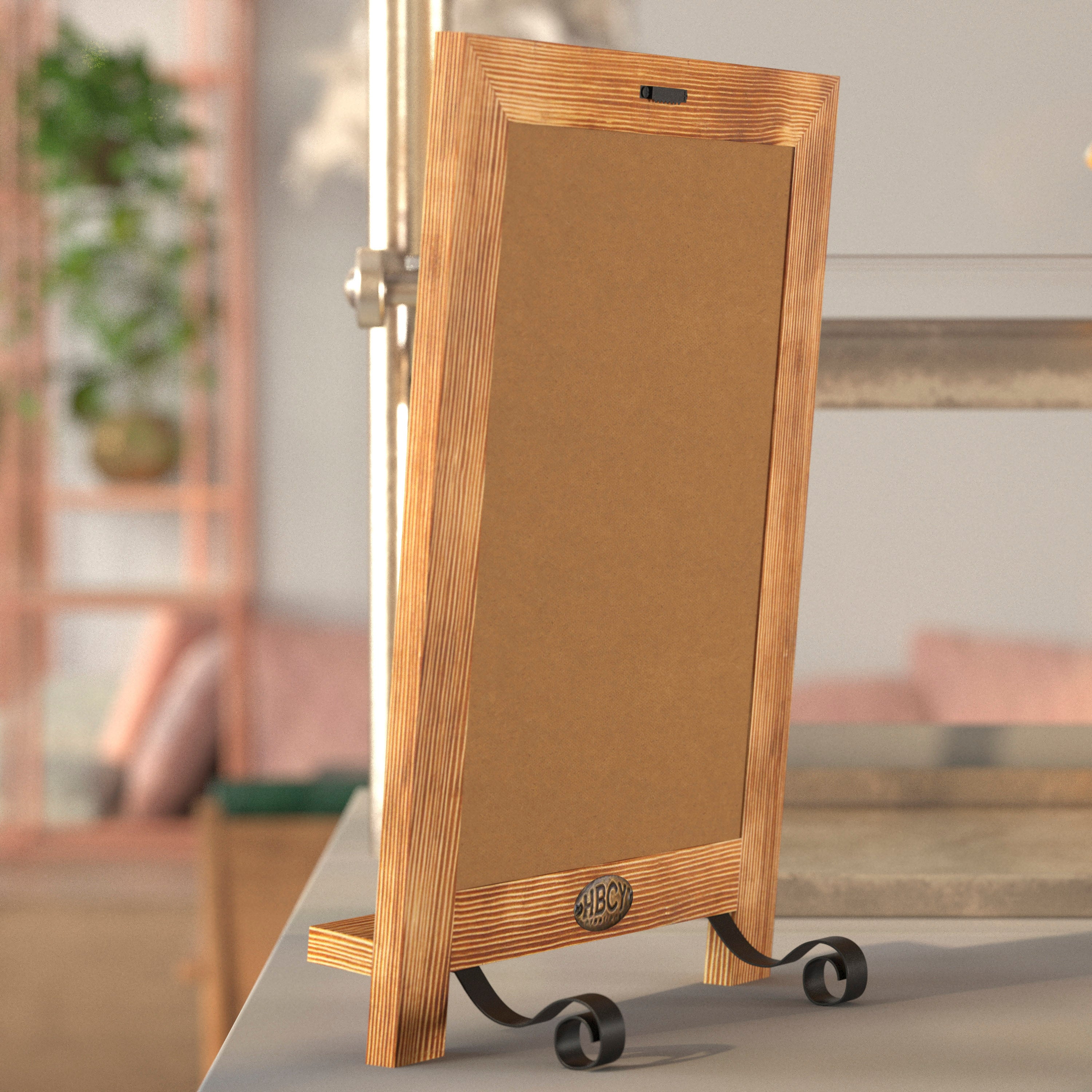 Canterbury 9.5" x 14" Torched Wood Tabletop Magnetic Chalkboards with Metal Scrolled Legs, Hanging Wall Chalkboards, Countertop Memo Boards, Set of 10
