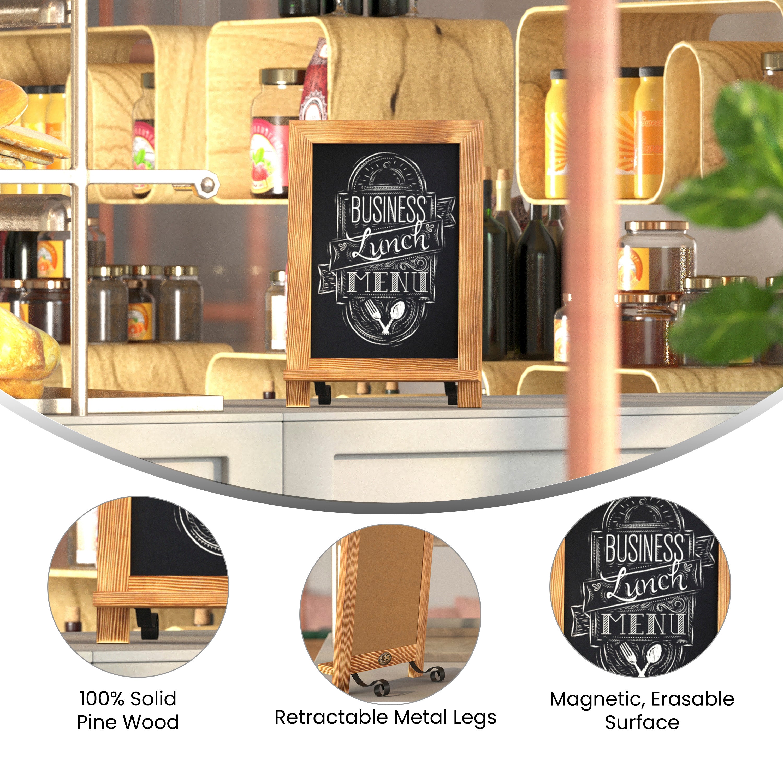 Canterbury 9.5" x 14" Torched Wood Tabletop Magnetic Chalkboards with Metal Scrolled Legs, Hanging Wall Chalkboards, Countertop Memo Boards, Set of 10